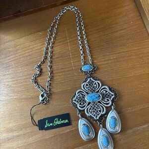 NWT Sam Edelman Faux Turquoise 25'' Long Necklace MSRP $75.00